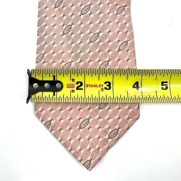 Gucci 100% Silk Tie Pink Pointed With Monogram G Made In Italy Oval Pattern - Picture 9 of 10